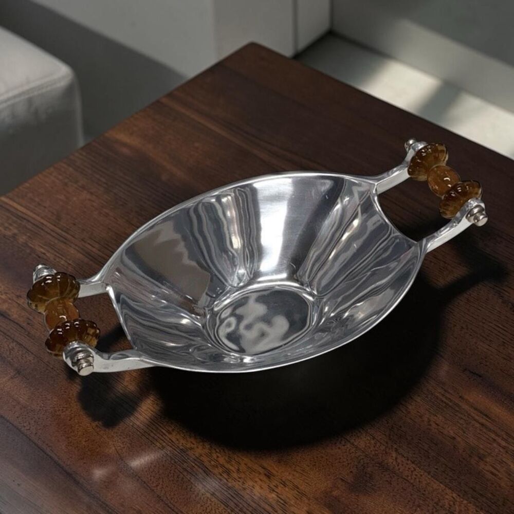 Biltmore For Your Home Silver Tone Decorative Accent Dish With Intricate Handles